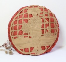 Grand Coussin rond ancien brodé