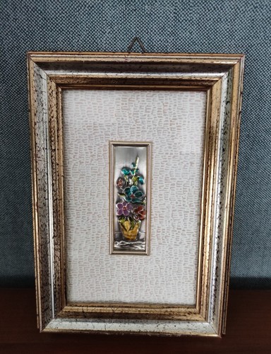 Tableau cadre étain - étain, bouquet