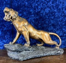 D'après Cartier : Statue «Lion Rugissant» Plâtre Patiné Bronze époque circa 1900