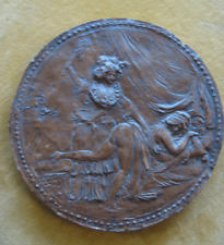 curiosa érotique " la fessée "grand médaillon terre cuite patinée XIXe dédicacée