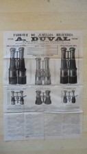 PROSPECTUS PUBLICITAIRE AFFICHE JUMELLE MILITAIRE 80 X 60 CM DUVAL ANNECY 1902
