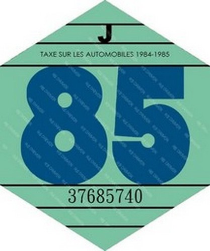 Vignette fiscale 1985 - 1985, pour