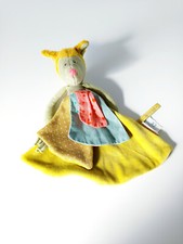 Doudou Plat/Mouchoir Loulou Le Loup Vert Bleu Rose Les Tartempois  - Moulin Roty