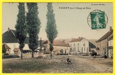 cpa RARE Franche Comté Village de PAGNEY (Jura) CHAMP de FOIRE Route de BANNE