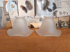 Lot de 2 abat-jour lustre français milieu de siècle en verre blanc volé 0003