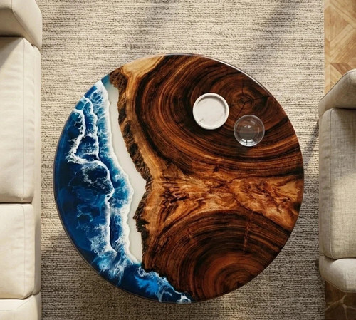 Table basse ronde bois - table, en