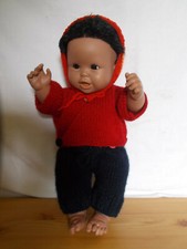 Vintage Poupée COROLLE Sexué garçon Bébé noir rigide articulé  1994 36 cm