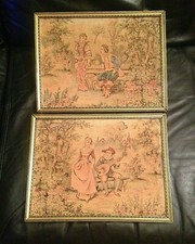 Lot de 2 Anciennes Tapisserie encadrée en bois doré