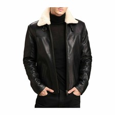Veste noire bombardier en cuir