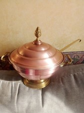 ancienne soupière et louche cuivre Mecap Belgique belgium