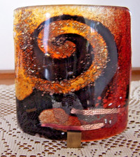 Brûle Bougie Verre Fusionné iris Art Grec Spirale  Multicolore Incurvé