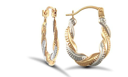 9ct jaune blanc tressé - or, et