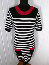 Robe PULL blanc rayé noir MORGAN S 36/38 col rond revers rouge 2 poches
