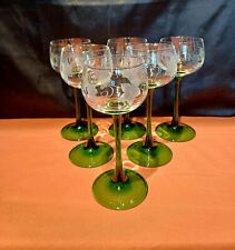 lot de 6 verres à pieds vin blanc alsace motifs raisins et feuilles de vignes