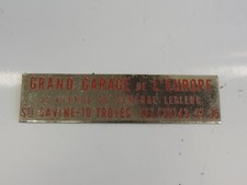 Plaque métallique Grand Garage de l'Europe - Ste Savine-Troyes (10x2,5cm)