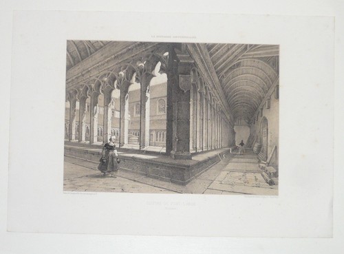 Bretagne lithographie cloitre - bretagne,