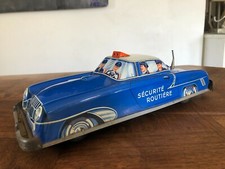 ANCIEN JOUET, VOITURE A FRICTION  EN TOLE, POLICE " SÉCURITÉ ROUTIÈRE " JOUSTRA