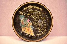 Vintage Walt Disney Monde Plateau Litho Boite Souvenir Floride Graphiques Rétro