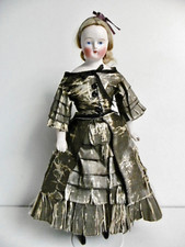 BELLE POUPÉE ANCIENNE TYPE PARISIENNE TÊTE BUSTE BISCUIT BOUCHE FERMÉE XIXème