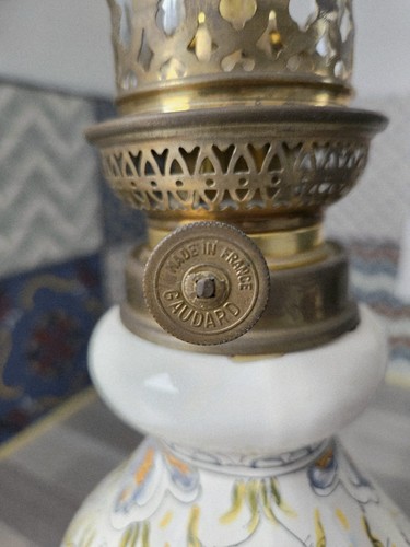 Lampe huile faïence peinte - huile,