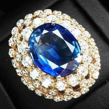 Bagues ovales ovales en argent sterling 925 saphir bleu royal classique...