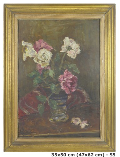 Tableau ancienne signé floral - ancienne,