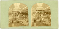 Stereo Intérieur de serre à identifier, statues, London Crystal Palace ?, circa 