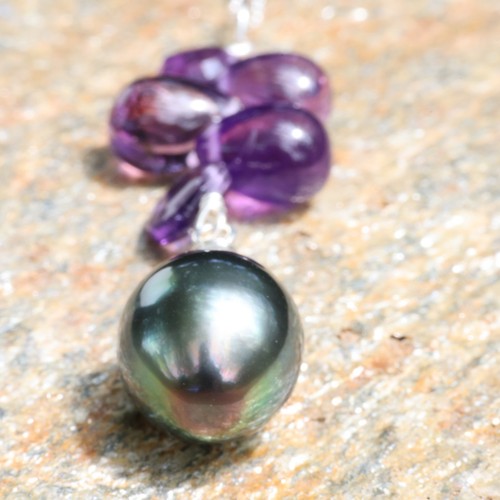 Collier perle noire - perle, de