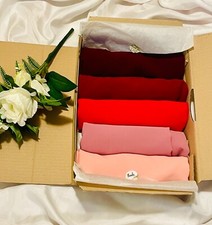 Lot 5 Foulards dégradé de rouge orange type mousseline de soie à bulles 170x70cm