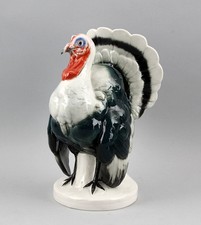 9941207 Porcelaine Figurine Dinde Dinde Oiseaux Ens 24x15cm