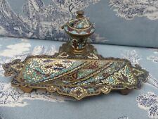 Barbedienne petit Encrier de Voyage Bronze Cloisonné émaillé parfait état XIXéme