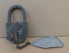 Ancien cadenas PLM SNCF chemin de fer train wagon loco avec sa clé old padlock