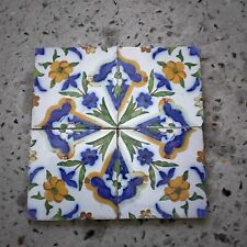 Anciens Carreaux Faience De Desvres 13cm Lot De 4 ,Fourmaintraux Courquin 13cm