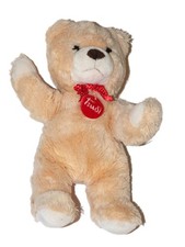 Peluche ours beige rose saumon