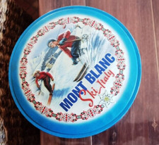 ANCIENNE BOÎTE MÉTAL PANETTONE SKI ITALIE MONT BLANC