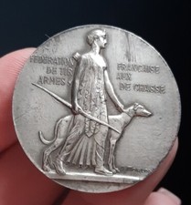 I34211 rare Médaille récompense argent fédération française tir aux armes chasse