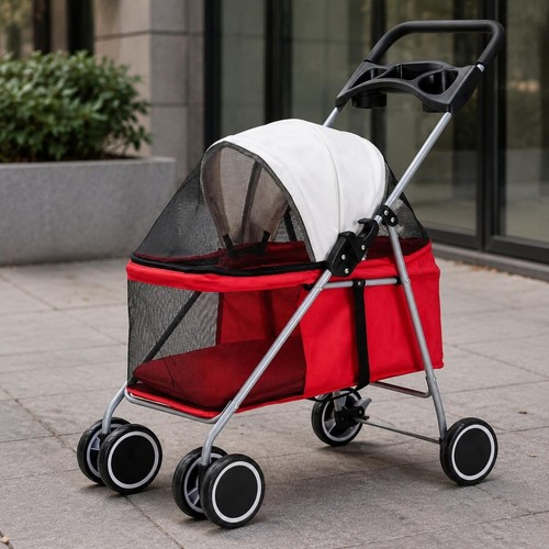 Poussette chat pliable roues - poussette,