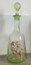 Ancienne Carafe Art Nouveau verre ouraline émaillée fleurs LEGRAS ?  Soufflé