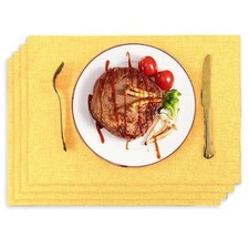 Set de Table Doré Lot de 4 30 X 45 CM Aspect Lin Set de Table Effet Lotus Dép...