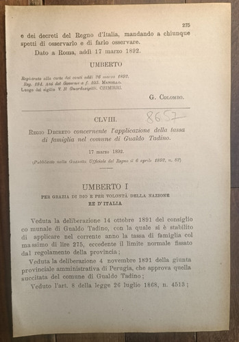 Gualdo tadino 1892 règlement - gualdo,