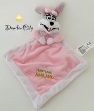 5599?EXCELLENT ÉTAT Doudou Plat Mouchoir Babyland Amiland Parc Rose Blanc