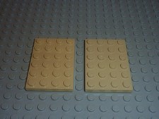 2 Plaques LEGO tan plate 4 x 6 ref 3032 / set 6210 7898 7621 7110 4512 7115 7194
