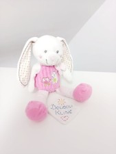 Peluche/Doudou Lapin Blanc Rose Chouette Écureuil 29cm - Mots D'enfants Leclerc