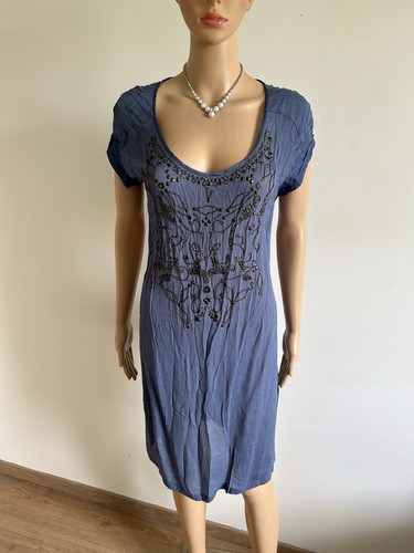 Robe bleue manches - robe,