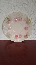 Assiette ancienne barbotine SALINS LES BAINS "Fraises" Ø18,5 cm faïence...