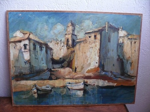 Tableau huile sur papier sur