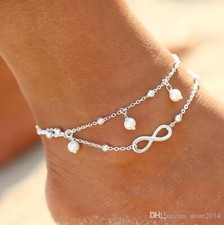 Bracelet de Cheville Argent Signe de l'Infini Infinity Bijou de Pied Chaîne Stra