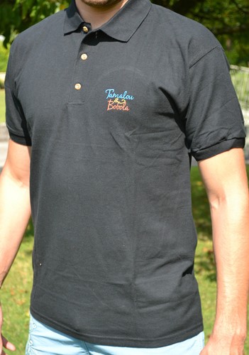 Polo noir unisexe brodé - noir,