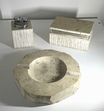 Necessaire de fumeur en travertin années 1970.