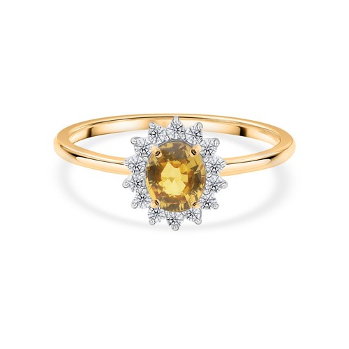 Bague halo saphir - , jaune